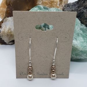 SS Ballon Wire Pearl Dangle Earrings